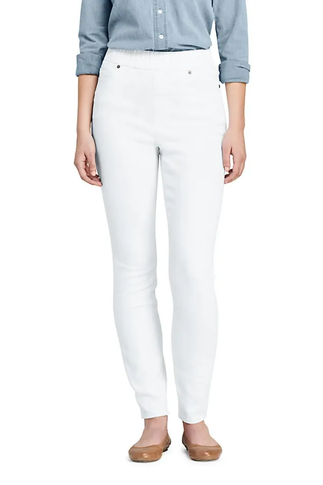 Lands039 End Jeans Women High Rise Curvy Pullon Skinny Jeans White
