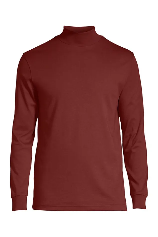 Lands039 End Knit Tops and Tees Men Big Super Soft Supima Mock Turtleneck Rust Red