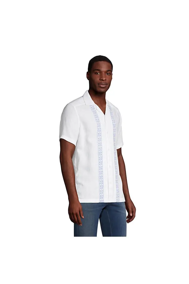 Lands039 End Knit Tops and Tees Men Linen Camp Collar Short Sleeve Shirt Deep Sea Navy Lands039 End Knit Tops and Tees Men Linen Camp Collar Short Sleeve Shirt Deep Sea Navy