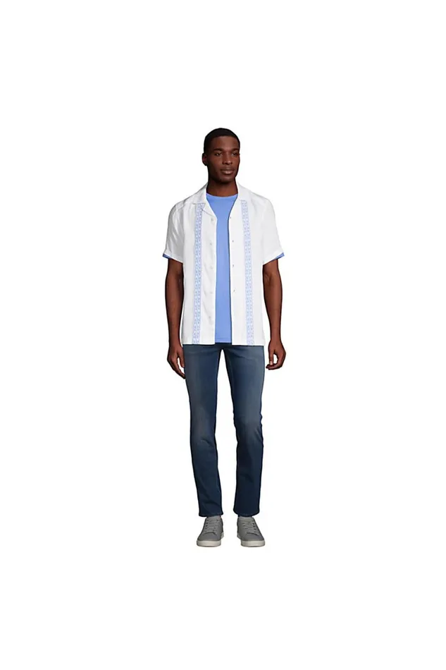 Lands039 End Knit Tops and Tees Men Linen Camp Collar Short Sleeve Shirt Deep Sea Navy Lands039 End Knit Tops and Tees Men Linen Camp Collar Short Sleeve Shirt Deep Sea Navy