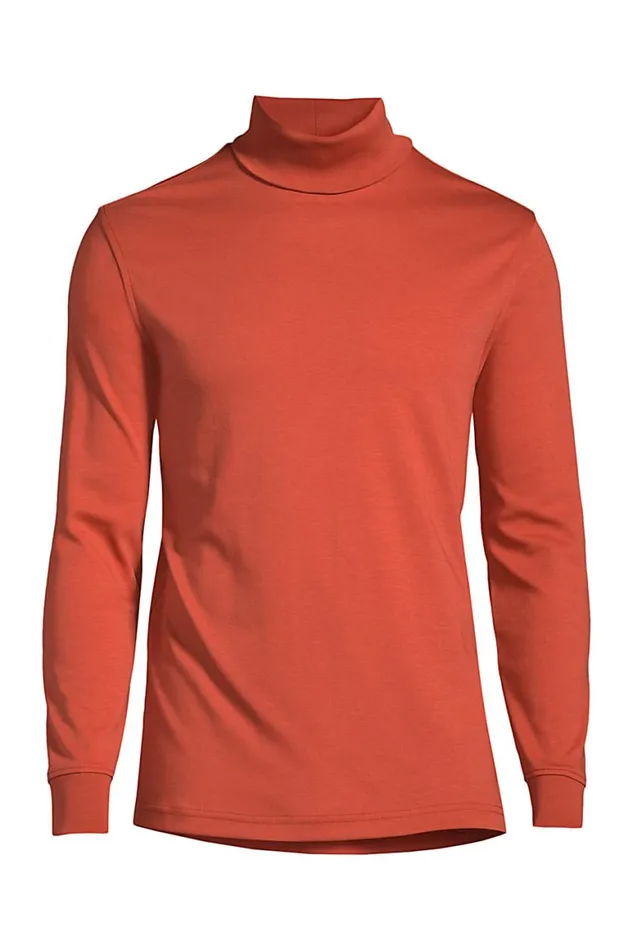 Lands039 End Knit Tops and Tees Men Super Soft Supima Turtleneck Orange Clay