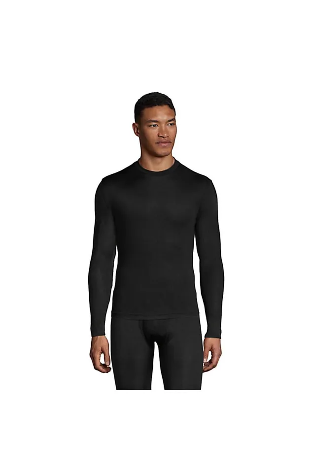 Lands039 End Long Underwear Men Silk Long Underwear Crew Neck Black
