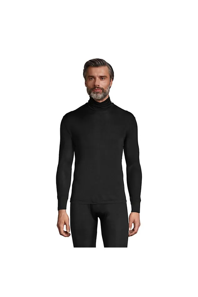 Lands039 End Long Underwear Men Silk Long Underwear Turtleneck Black