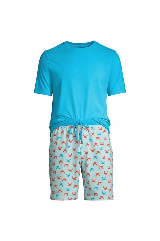 Lands039 End Pajamas and Robes Men Knit Jersey Pajama Shorts Sleep Set Light Blue Radiance Crabs Lands039 End Pajamas and Robes Men Knit Jersey Pajama Shorts Sleep Set Light Blue Radiance Crabs