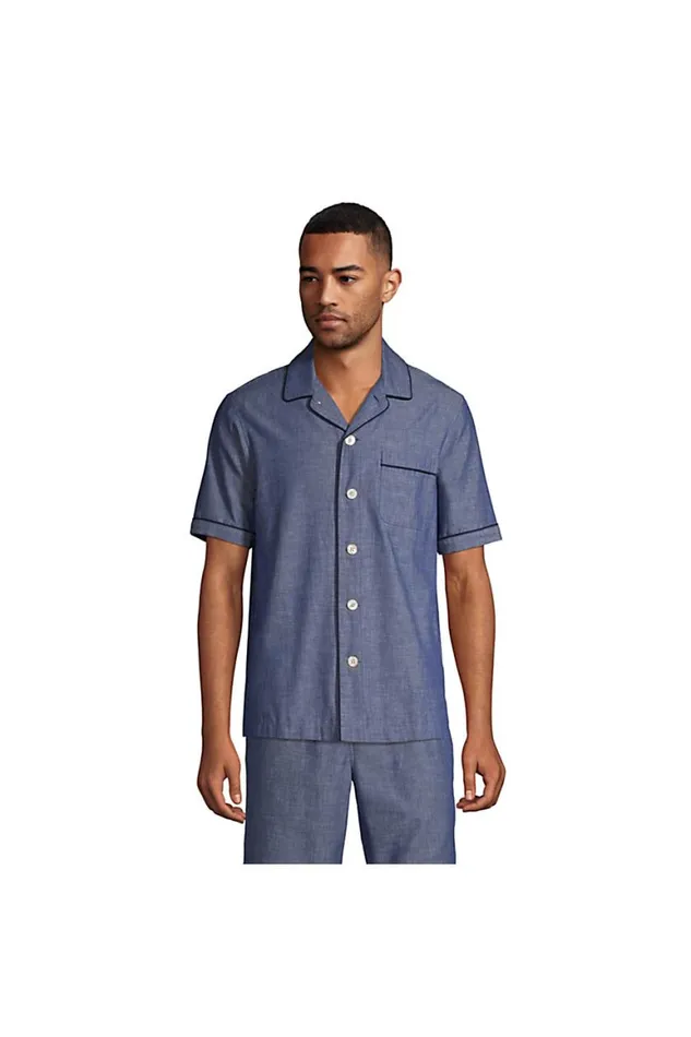Lands039 End Pajamas and Robes Men Short Sleeve Poplin Pajama Shirt Medium Indigo Chambray Lands039 End Pajamas and Robes Men Short Sleeve Poplin Pajama Shirt Medium Indigo Chambray