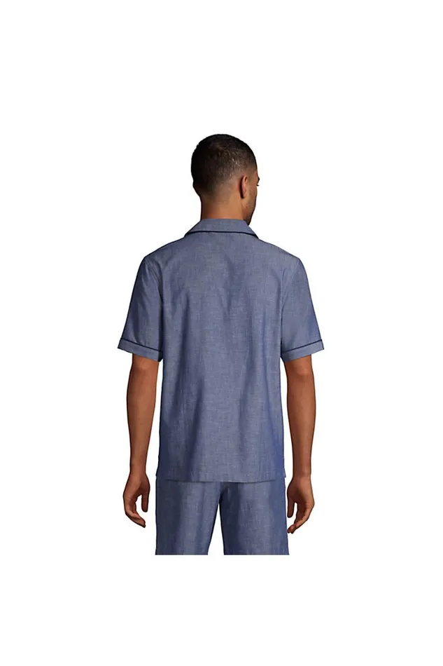 Lands039 End Pajamas and Robes Men Short Sleeve Poplin Pajama Shirt Medium Indigo Chambray Lands039 End Pajamas and Robes Men Short Sleeve Poplin Pajama Shirt Medium Indigo Chambray