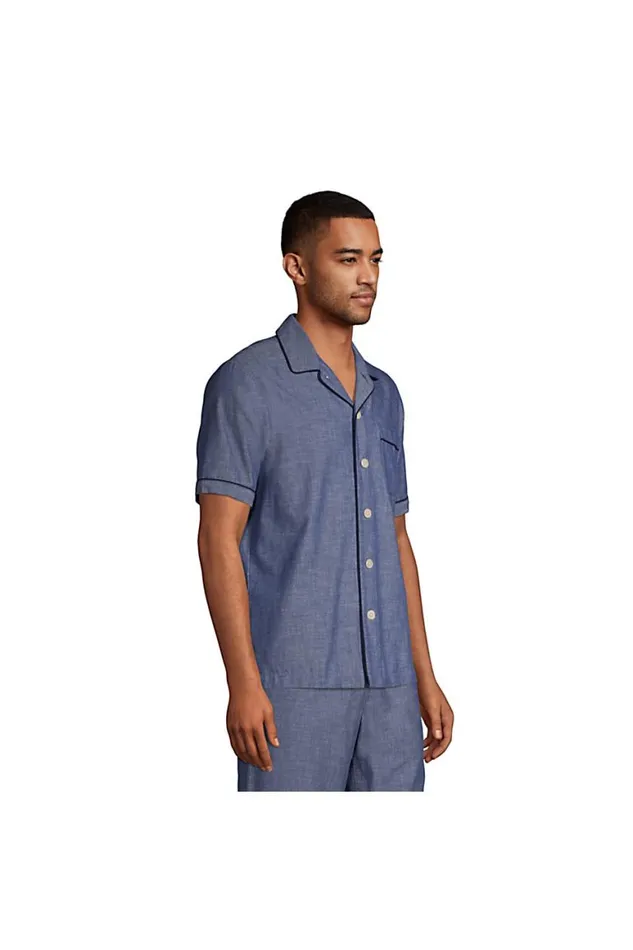 Lands039 End Pajamas and Robes Men Short Sleeve Poplin Pajama Shirt Medium Indigo Chambray Lands039 End Pajamas and Robes Men Short Sleeve Poplin Pajama Shirt Medium Indigo Chambray