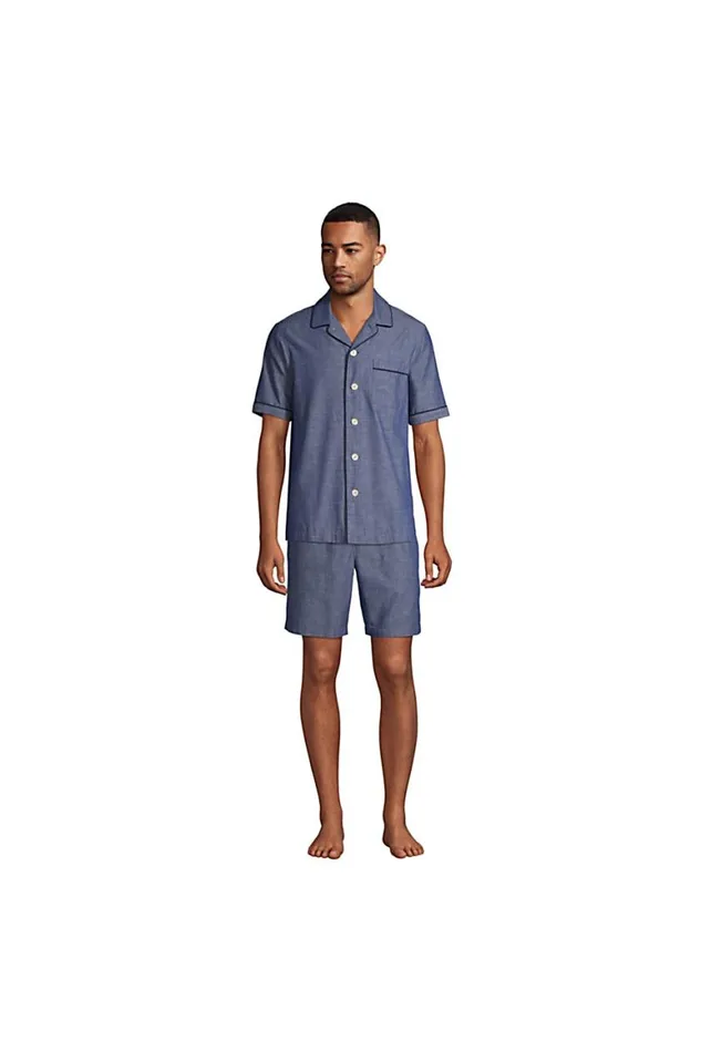 Lands039 End Pajamas and Robes Men Short Sleeve Poplin Pajama Shirt Medium Indigo Chambray Lands039 End Pajamas and Robes Men Short Sleeve Poplin Pajama Shirt Medium Indigo Chambray
