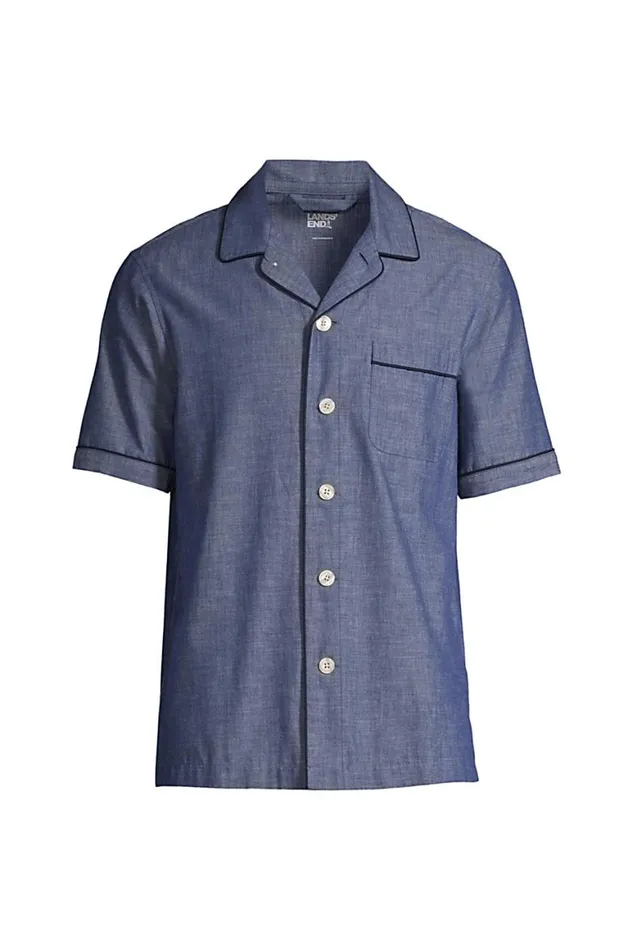 Lands039 End Pajamas and Robes Men Short Sleeve Poplin Pajama Shirt Medium Indigo Chambray Lands039 End Pajamas and Robes Men Short Sleeve Poplin Pajama Shirt Medium Indigo Chambray