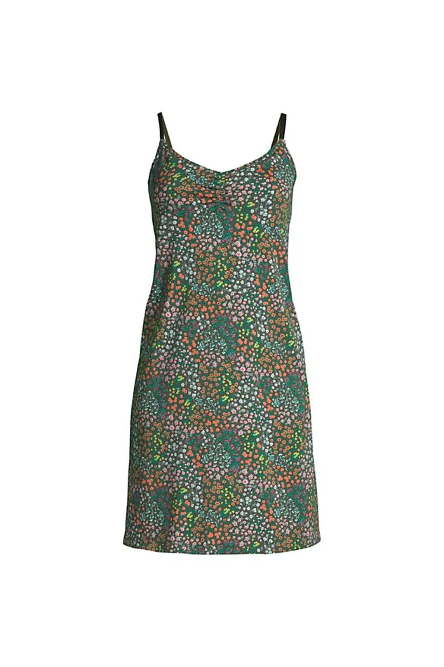 Lands039 End Pajamas and Robes Women Comfort Knit Built In Shelf Bra Cami Nightgown Forest Moss Mini Floral