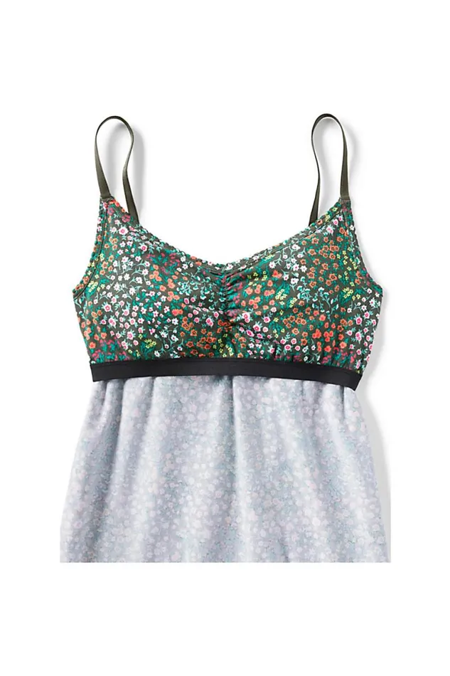 Lands039 End Pajamas and Robes Women Comfort Knit Built In Shelf Bra Cami Nightgown Forest Moss Mini Floral