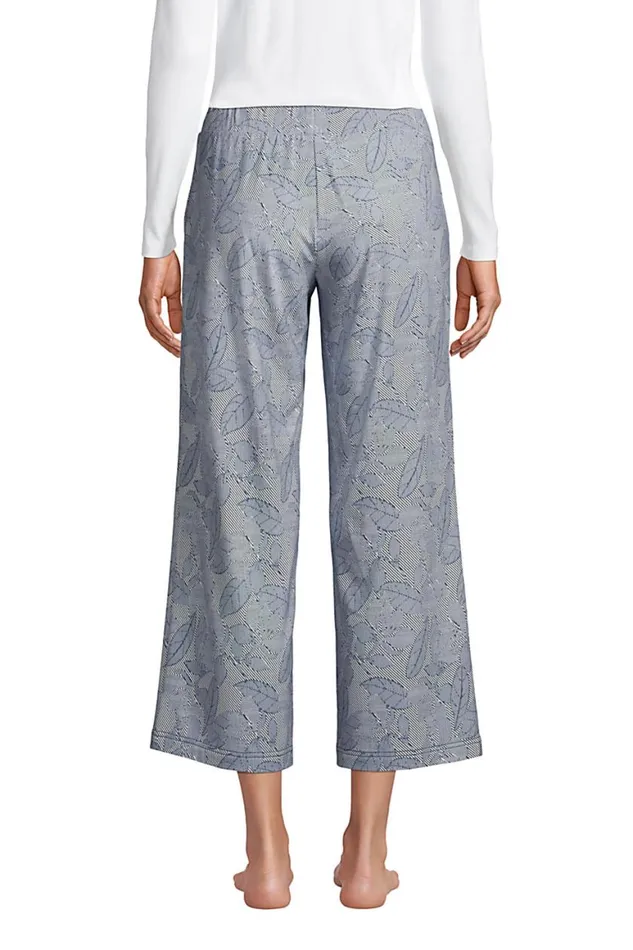 Lands039 End Pajamas and Robes Women Lounge Mid Rise Wide Leg Crop Pajama Pants Deep Sea Navy Chevron Floral Lands039 End Pajamas and Robes Women Lounge Mid Rise Wide Leg Crop Pajama Pants Deep Sea Navy Chevron Floral