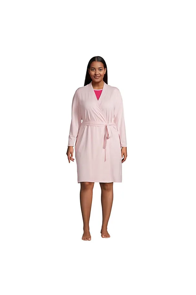 Lands039 End Pajamas and Robes Women Plus Size Cotton Blend Knee Length Robe Soft Tea Rose Lands039 End Pajamas and Robes Women Plus Size Cotton Blend Knee Length Robe Soft Tea Rose