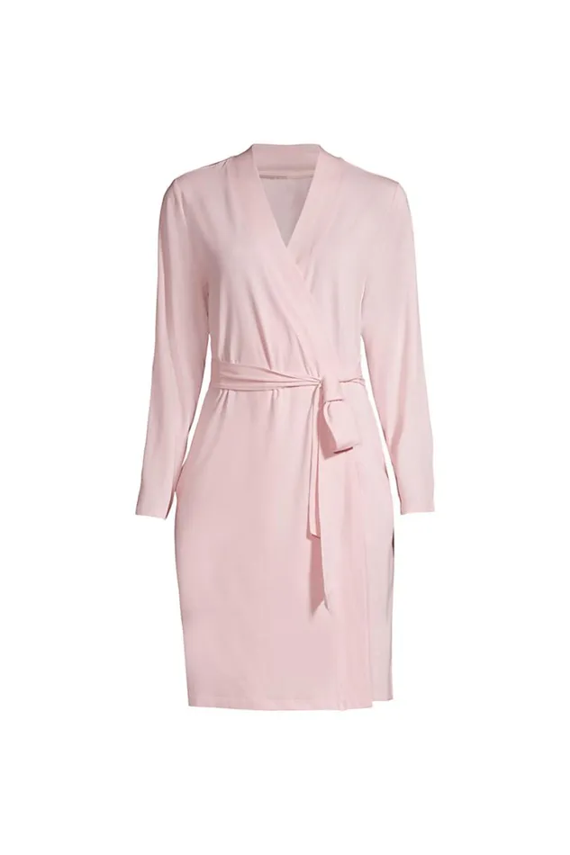 Lands039 End Pajamas and Robes Women Plus Size Cotton Blend Knee Length Robe Soft Tea Rose