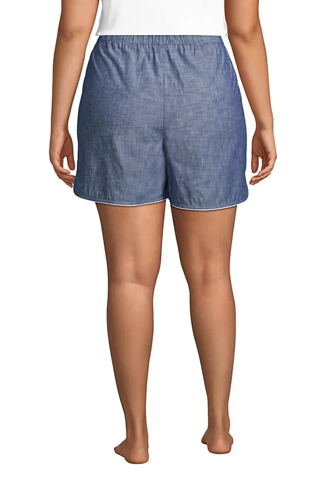 Lands039 End Pajamas and Robes Women Plus Size Cotton Chambray Pajama Shorts Medium Indigo Chambray