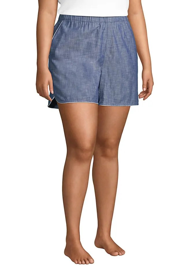 Lands039 End Pajamas and Robes Women Plus Size Cotton Chambray Pajama Shorts Medium Indigo Chambray