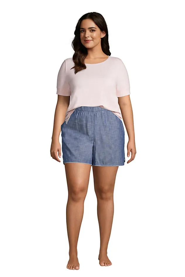 Lands039 End Pajamas and Robes Women Plus Size Cotton Chambray Pajama Shorts Medium Indigo Chambray