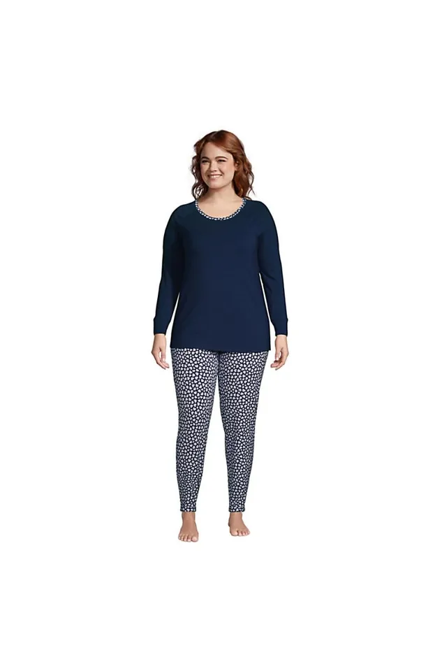 Lands039 End Pajamas and Robes Women Plus Size Lounge Pajama Set Long Sleeve Tshirt And Slim Leg Pants Navy Lands039 End Pajamas and Robes Women Plus Size Lounge Pajama Set Long Sleeve Tshirt And Slim Leg Pants Navy