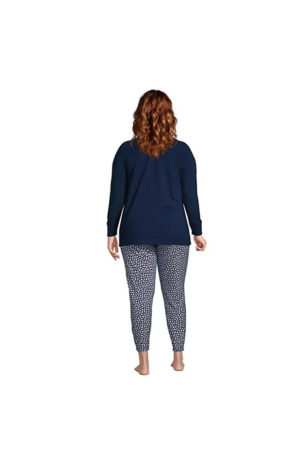 Lands039 End Pajamas and Robes Women Plus Size Lounge Pajama Set Long Sleeve Tshirt And Slim Leg Pants Navy Lands039 End Pajamas and Robes Women Plus Size Lounge Pajama Set Long Sleeve Tshirt And Slim Leg Pants Navy