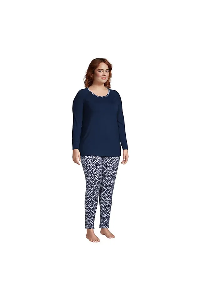 Lands039 End Pajamas and Robes Women Plus Size Lounge Pajama Set Long Sleeve Tshirt And Slim Leg Pants Navy Lands039 End Pajamas and Robes Women Plus Size Lounge Pajama Set Long Sleeve Tshirt And Slim Leg Pants Navy