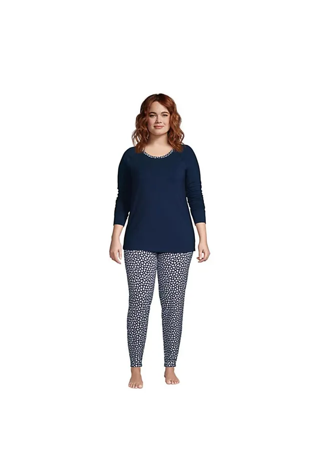 Lands039 End Pajamas and Robes Women Plus Size Lounge Pajama Set Long Sleeve Tshirt And Slim Leg Pants Navy Lands039 End Pajamas and Robes Women Plus Size Lounge Pajama Set Long Sleeve Tshirt And Slim Leg Pants Navy