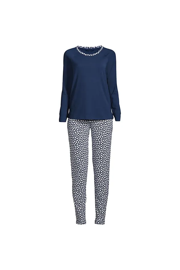 Lands039 End Pajamas and Robes Women Plus Size Lounge Pajama Set Long Sleeve Tshirt And Slim Leg Pants Navy Lands039 End Pajamas and Robes Women Plus Size Lounge Pajama Set Long Sleeve Tshirt And Slim Leg Pants Navy