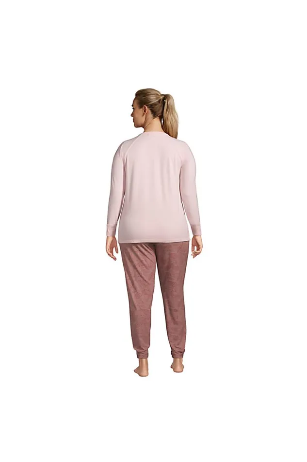 Lands039 End Pajamas and Robes Women Plus Size Lounge Pajama Set Long Sleeve Tshirt And Slim Leg Pants Rust Red Chevron Floral Lands039 End Pajamas and Robes Women Plus Size Lounge Pajama Set Long Sleeve Tshirt And Slim Leg Pants Rust Red Chevron Floral