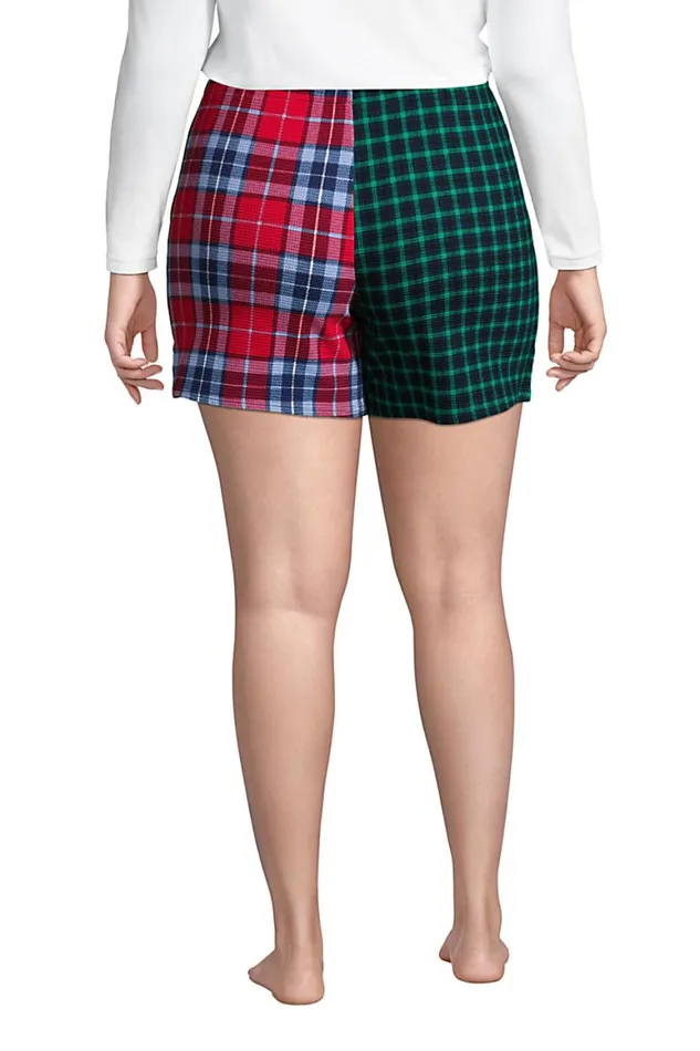 Lands039 End Pajamas and Robes Women Plus Size Waffle Boxer Sleep Shorts Holiday Print Mix