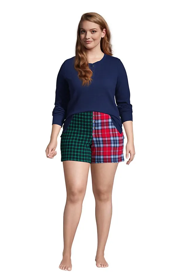 Lands039 End Pajamas and Robes Women Plus Size Waffle Boxer Sleep Shorts Holiday Print Mix