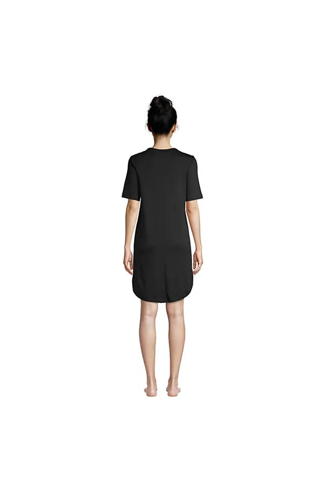 Lands039 End Pajamas and Robes Women Supima Short Sleeve Above The Knee Tshirt Nightgown Black