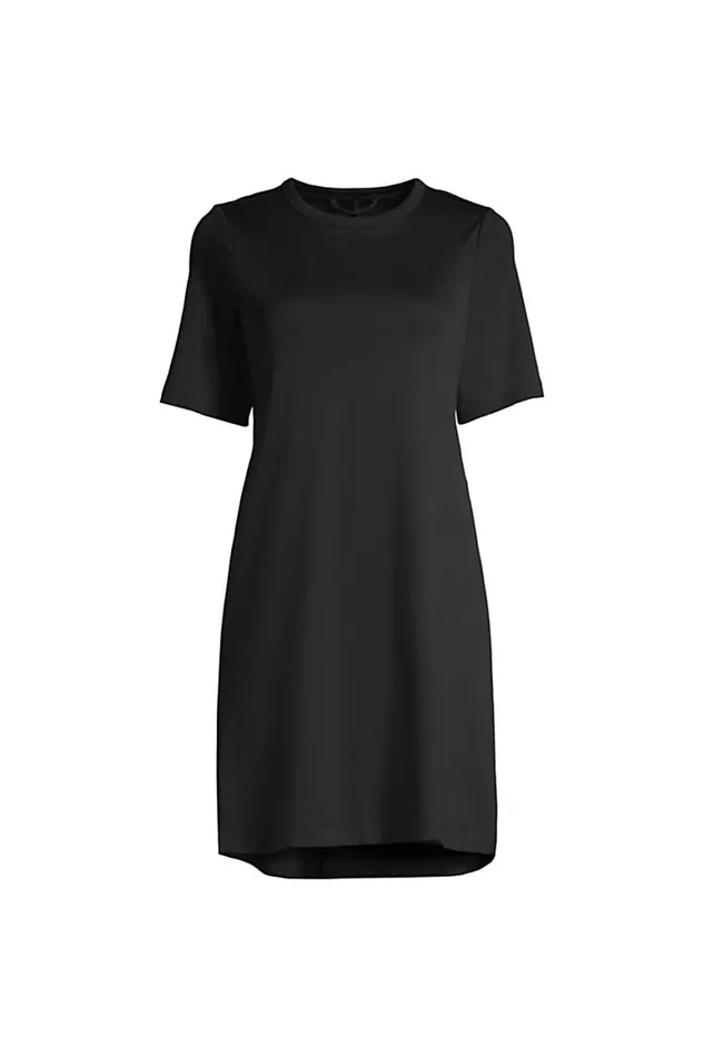 Lands039 End Pajamas and Robes Women Supima Short Sleeve Above The Knee Tshirt Nightgown Black