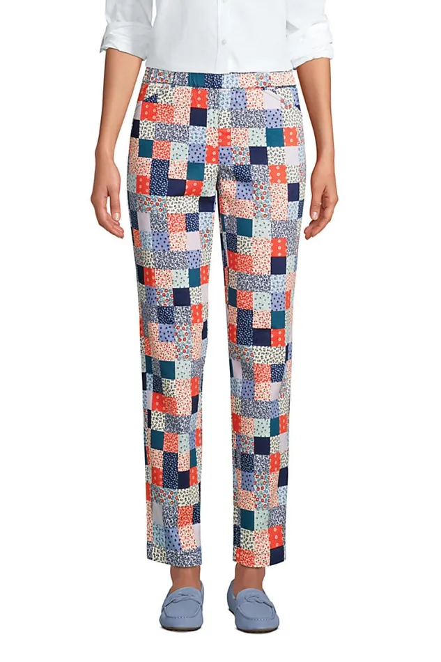 Lands039 End Pants Women Mid Rise Pull On Chino Ankle Pants Multi Patchwork Floral Lands039 End Pants Women Mid Rise Pull On Chino Ankle Pants Multi Patchwork Floral