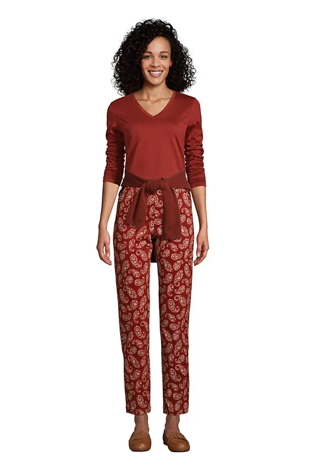 Lands039 End Pants Women Mid Rise Pull On Chino Ankle Pants Multi Patchwork Floral Lands039 End Pants Women Mid Rise Pull On Chino Ankle Pants Multi Patchwork Floral