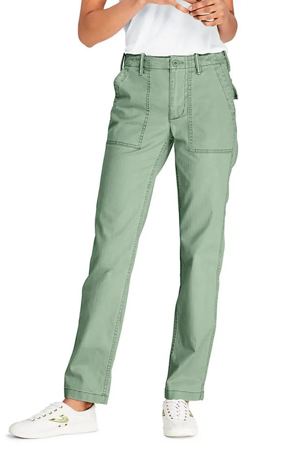 Lands039 End Pants Women Petite Mid Rise Field Chino Pants Radiant Navy