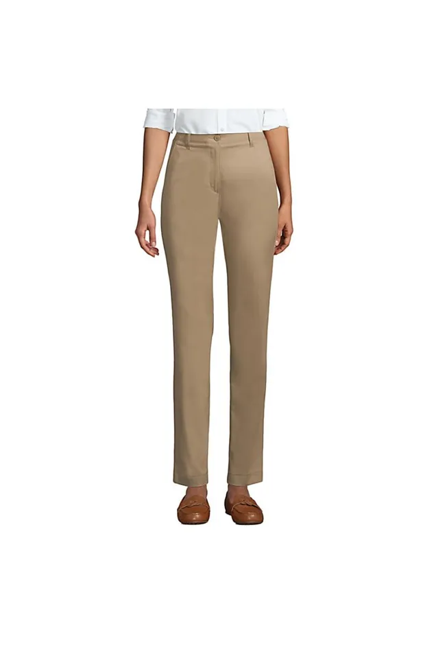 Lands039 End Pants Women Petite Slim Leg Chino Pants Khaki