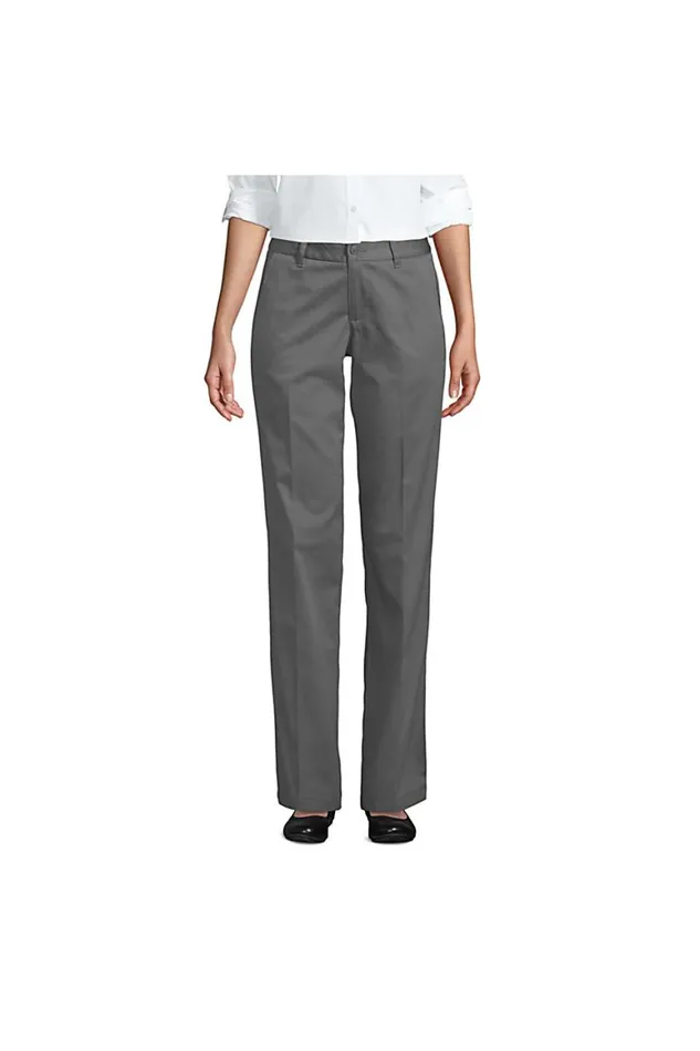 Lands039 End Pants Women Plain Front Blend Chino Pants Arctic Gray