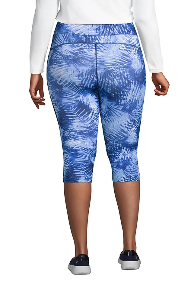 Lands039 End Pants Women Plus Size Active Compression Slimming Pocket Capri Leggings Deep Sea Navy Tie Dye Palm Lands039 End Pants Women Plus Size Active Compression Slimming Pocket Capri Leggings Deep Sea Navy Tie Dye Palm