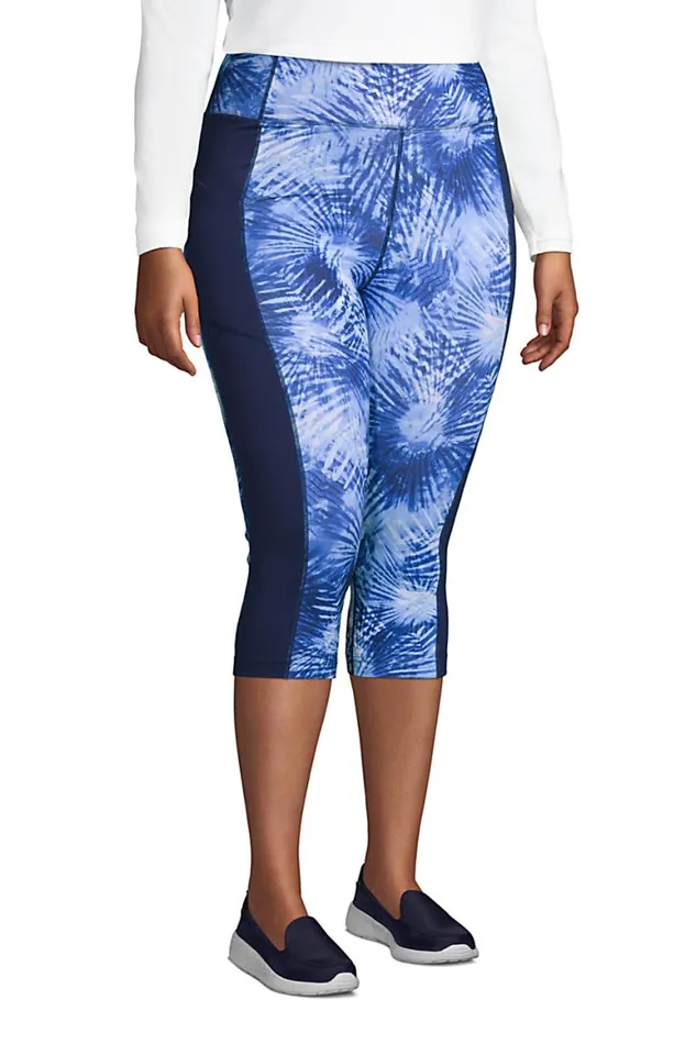 Lands039 End Pants Women Plus Size Active Compression Slimming Pocket Capri Leggings Deep Sea Navy Tie Dye Palm Lands039 End Pants Women Plus Size Active Compression Slimming Pocket Capri Leggings Deep Sea Navy Tie Dye Palm