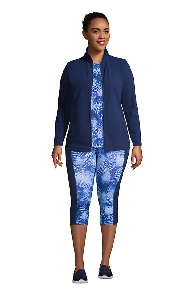 Lands039 End Pants Women Plus Size Active Compression Slimming Pocket Capri Leggings Deep Sea Navy Tie Dye Palm Lands039 End Pants Women Plus Size Active Compression Slimming Pocket Capri Leggings Deep Sea Navy Tie Dye Palm