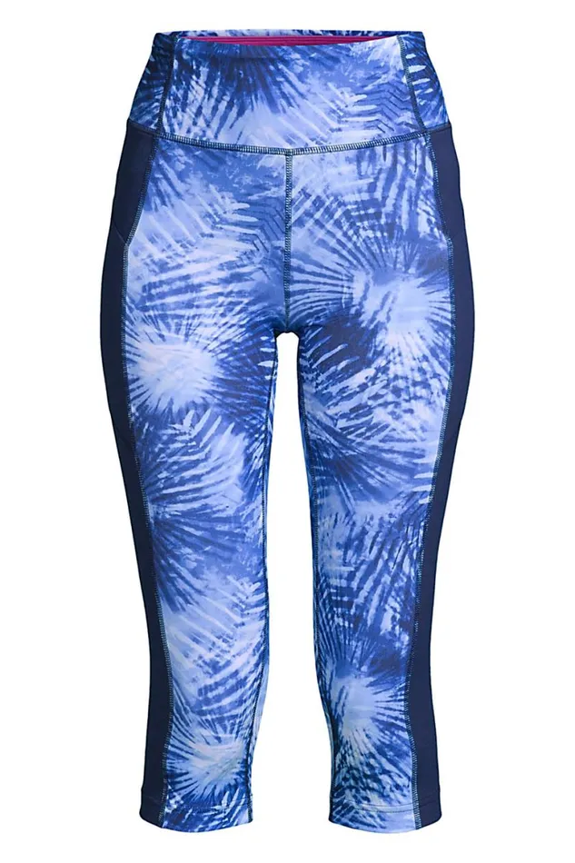 Lands039 End Pants Women Plus Size Active Compression Slimming Pocket Capri Leggings Deep Sea Navy Tie Dye Palm Lands039 End Pants Women Plus Size Active Compression Slimming Pocket Capri Leggings Deep Sea Navy Tie Dye Palm