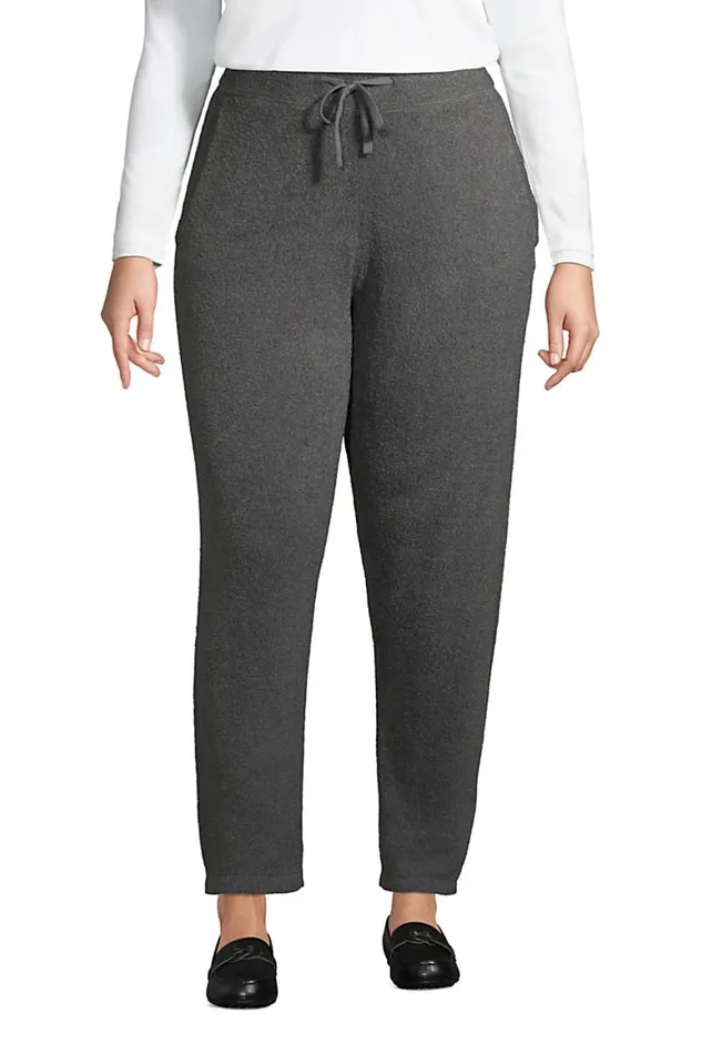 Lands039 End Pants Women Plus Size Lounge Sweater Knit Drawstring Ankle Pants Slounge Charcoal