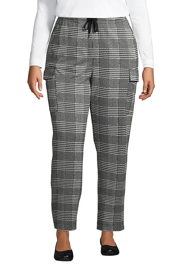 Lands039 End Pants Women Plus Size Sport Knit High Rise Cargo Ankle Pants 8211 Jacquard Black Glen Plaid Lands039 End Pants Women Plus Size Sport Knit High Rise Cargo Ankle Pants 8211 Jacquard Black Glen Plaid
