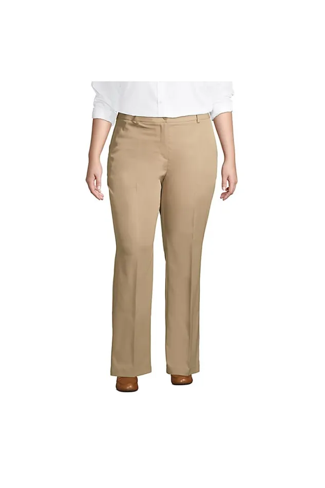 Lands039 End Pants Women Plus Size Straight Leg Active Chino Pants Khaki