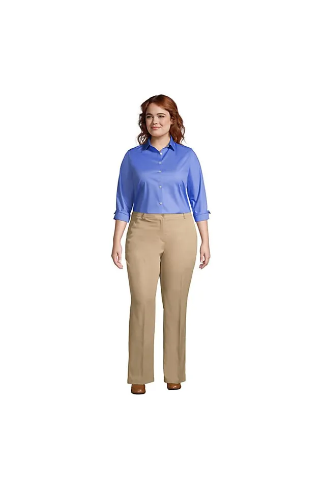 Lands039 End Pants Women Plus Size Straight Leg Active Chino Pants Khaki Lands039 End Pants Women Plus Size Straight Leg Active Chino Pants Khaki