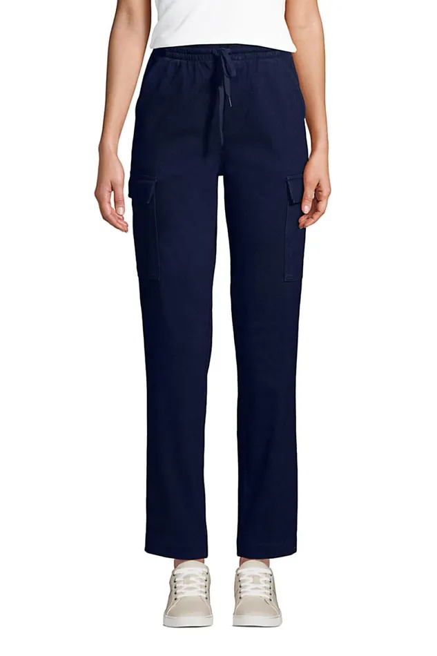 Lands039 End Pants Women Sport Knit Denim High Rise Cargo Ankle Pants Dark Indigo Lands039 End Pants Women Sport Knit Denim High Rise Cargo Ankle Pants Dark Indigo
