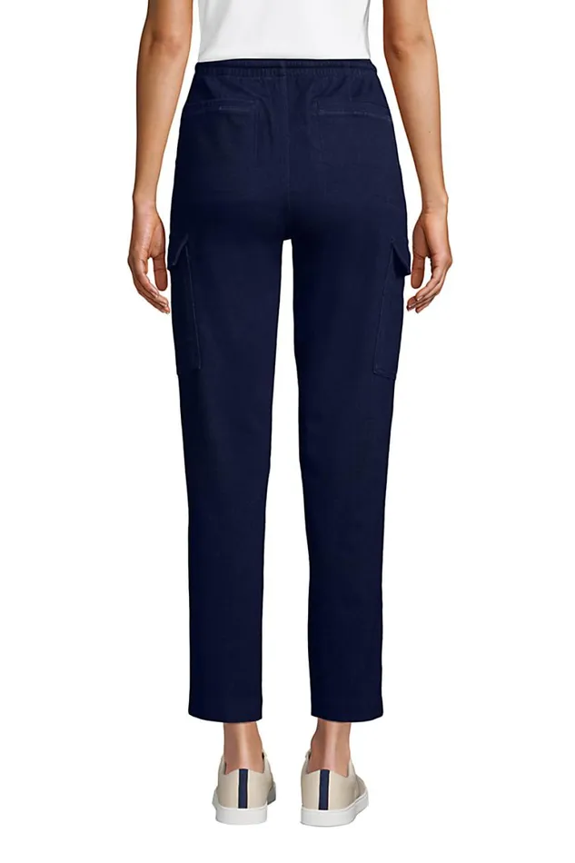 Lands039 End Pants Women Sport Knit Denim High Rise Cargo Ankle Pants Dark Indigo Lands039 End Pants Women Sport Knit Denim High Rise Cargo Ankle Pants Dark Indigo