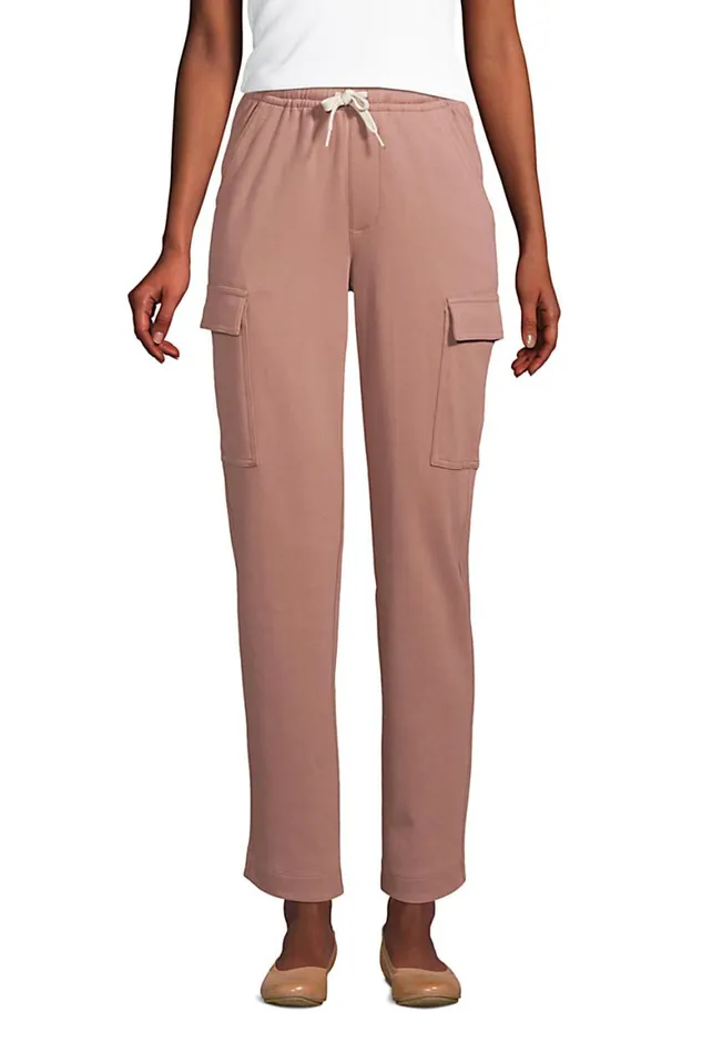 Lands039 End Pants Women Sport Knit High Rise Cargo Ankle Pants Mauve Quartz