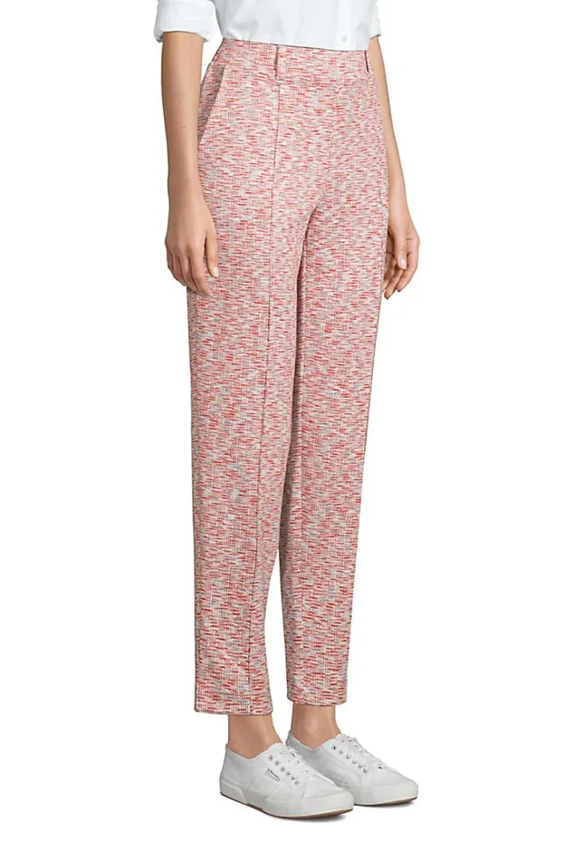 Lands039 End Pants Women Sport Knit High Rise Elastic Waist Pull On Tapered Trouser Pants Light Pecan Glen Plaid Lands039 End Pants Women Sport Knit High Rise Elastic Waist Pull On Tapered Trouser Pants Light Pecan Glen Plaid
