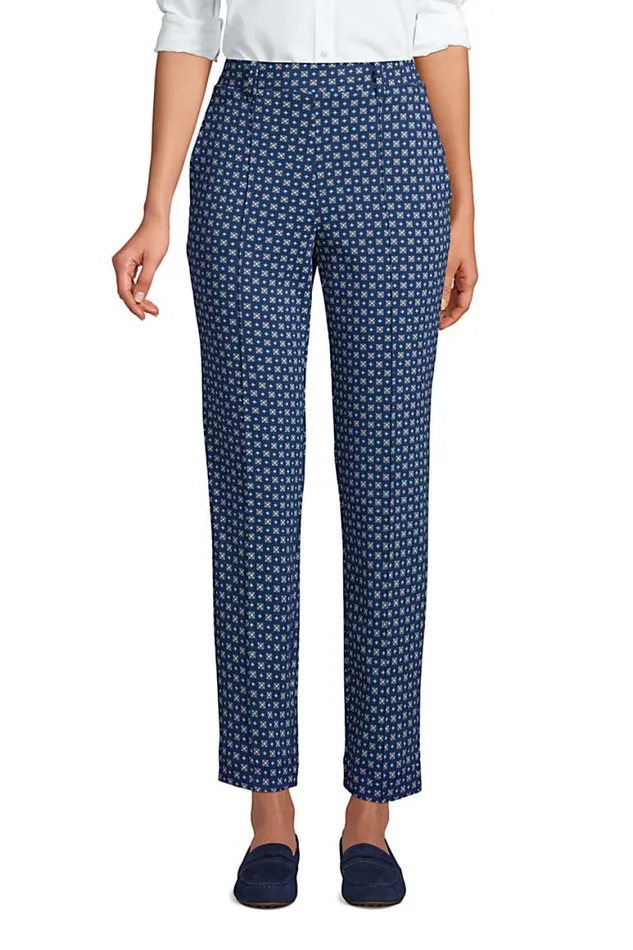 Lands039 End Pants Women Sport Knit High Rise Elastic Waist Pull On Tapered Trousers Deep Sea Navy Geo Lands039 End Pants Women Sport Knit High Rise Elastic Waist Pull On Tapered Trousers Deep Sea Navy Geo