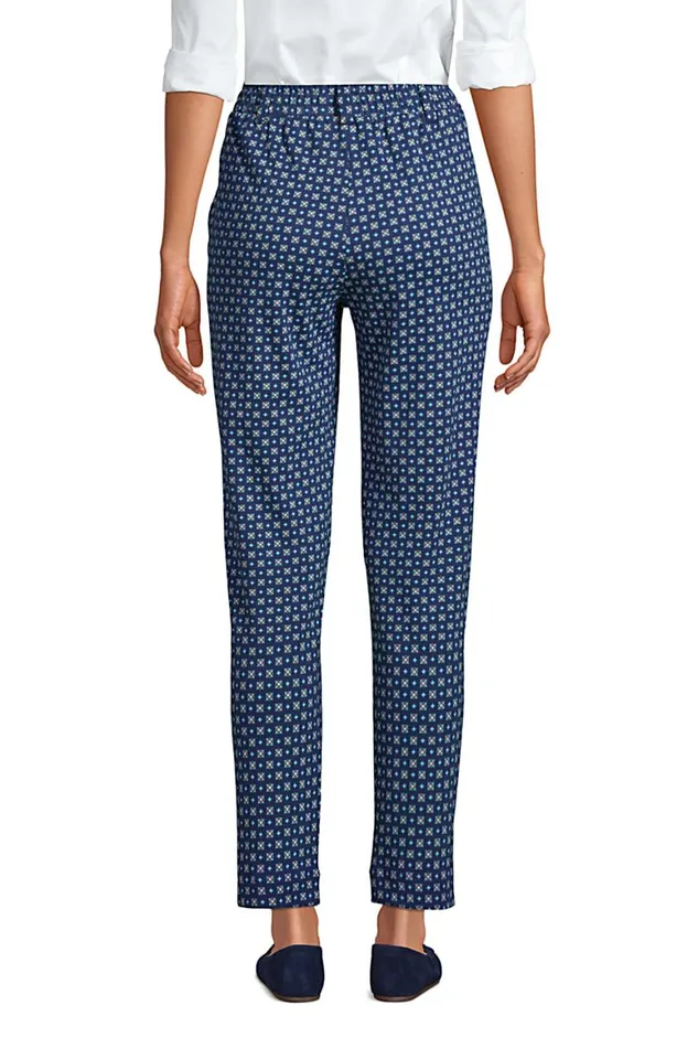 Lands039 End Pants Women Sport Knit High Rise Elastic Waist Pull On Tapered Trousers Deep Sea Navy Geo Lands039 End Pants Women Sport Knit High Rise Elastic Waist Pull On Tapered Trousers Deep Sea Navy Geo